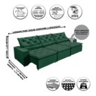 Sofá Monaco  Retratil E Reclinavel 3,52 Mts Suede Verde Carol