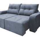 Sofá Mônaco Retrátil E Reclinável 2,10m Suede Cores Azul