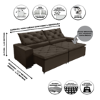 Sofá Monaco Retratil E Reclinavel 2,92 Mts Suede Café Carolin