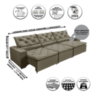 Sofá Monaco Retratil E Reclinavel 3,52 Mts Suede Castor Carol