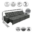 Sofá Monaco Retratil E Reclinavel 3,52 Mts Suede Cinza Caroli