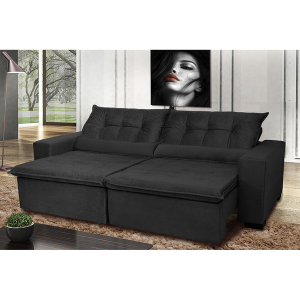 Sofá Montenegro 2,12m Retrátil, Reclinável, Mola No Assento E