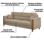 Sofá Montevidéu 3 Lugares Linho Bege G45 - Gran Belo