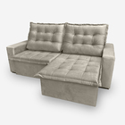 Sofá Moscow 5 Lugares 2,70 Metros Veludo - 02 Bege