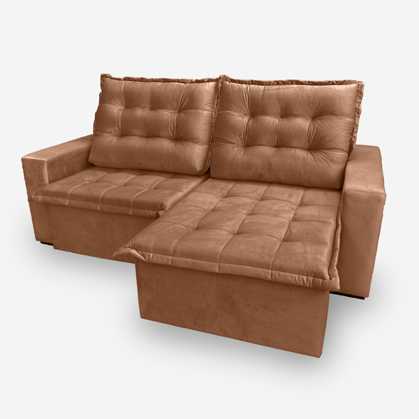 Sofá Moscow 5 Lugares 2,70 Metros Veludo - 20 Terracota