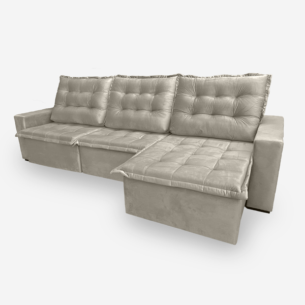 Sofá Moscow 6 Lugares 2,90 Metros Veludo - 02 Bege