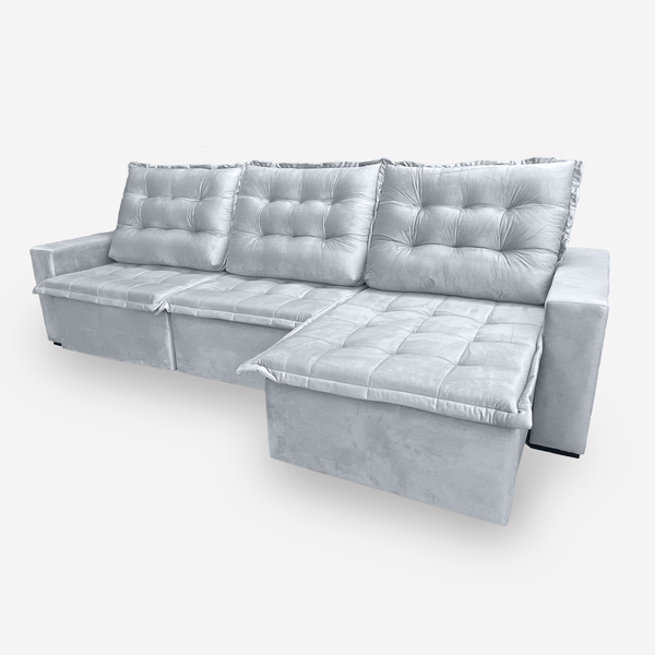 Sofá Moscow 6 Lugares 3,20 Metros Veludo - 26 Prata