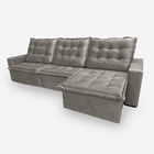 Sofá Moscow 6 Lugares 3,50 Metros Veludo - 03 Capuccino