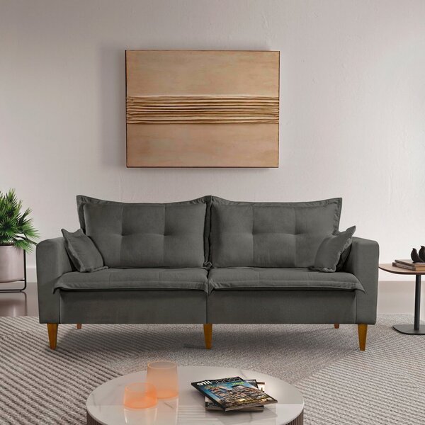 Sofá Na Caixa Join 2 Lugares 205cm Veludo Cinza