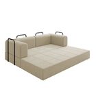 Sofá Na Caixa Modular 2 Lugares Linho Bege Maya Para Sala Bege