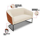 Sofá Namoradeira 2 Lug Industrial Preto Stella Noz/linho D03