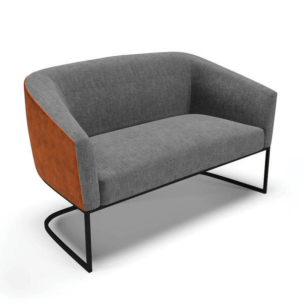 Sofá Namoradeira 2 Lug Industrial Preto Stella Noz/linho D03