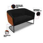 Sofá Namoradeira 2 Lug Industrial Preto Stella Noz/linho Pret