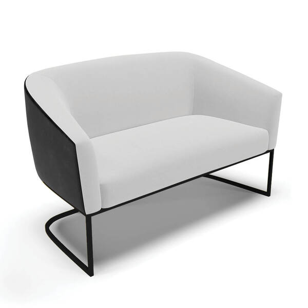 Sofá Namoradeira 2 Lug Industrial Preto Stella Pto/linho D03