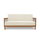 Sofá Namoradeira 2 Lugares Base De Madeira Daia Linho Pérola