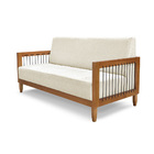 Sofá Namoradeira 2 Lugares Base De Madeira Daia Linho Pérola