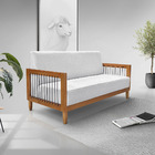 Sofá Namoradeira 2 Lugares Base De Madeira Daia Linho Rústico