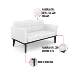 Sofá Namoradeira 2 Lugares Base De Madeira Preto Elisa Corano