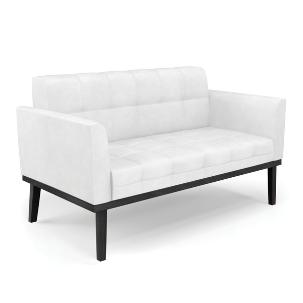 Sofá Namoradeira 2 Lugares Base De Madeira Preto Elisa Corano