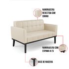 Sofá Namoradeira 2 Lugares Base De Madeira Preto Elisa Corino