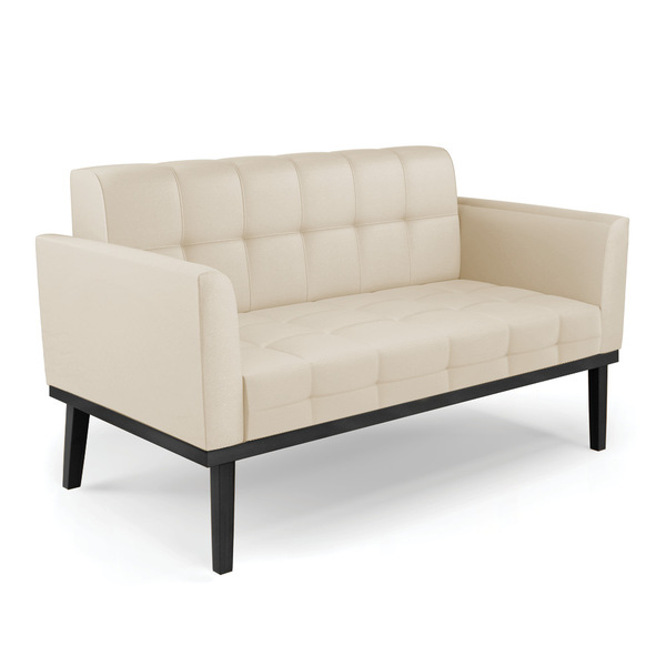 Sofá Namoradeira 2 Lugares Base De Madeira Preto Elisa Corino