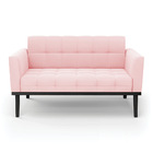 Sofá Namoradeira 2 Lugares Base De Madeira Preto Elisa Suede