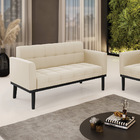 Sofá Namoradeira 2 Lugares Base De Madeira Preto Elisa Suede