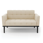 Sofá Namoradeira 2 Lugares Base De Madeira Preto Elisa Suede