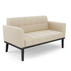 Sofá Namoradeira 2 Lugares Base De Madeira Preto Elisa Suede