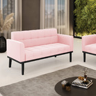 Sofá Namoradeira 2 Lugares Base De Madeira Preto Elisa Suede