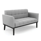 Sofá Namoradeira 2 Lugares Base De Madeira Preto Elisa Suede