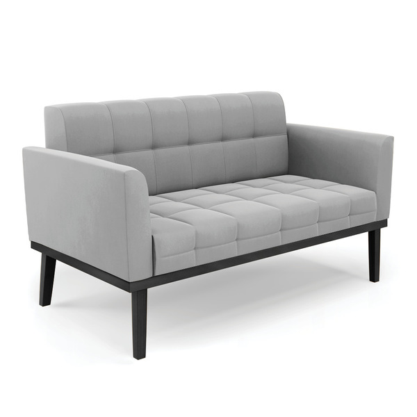 Sofá Namoradeira 2 Lugares Base De Madeira Preto Elisa Suede