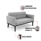 Sofá Namoradeira 2 Lugares Base De Madeira Preto Elisa Suede