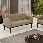 Sofá Namoradeira 2 Lugares Base De Madeira Preto Elisa Suede