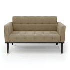 Sofá Namoradeira 2 Lugares Base De Madeira Preto Elisa Suede