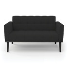 Sofá Namoradeira 2 Lugares Base De Madeira Preto Elisa Veludo