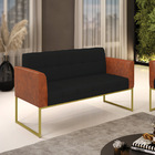 Sofá Namoradeira 2 Lugares Base Industrial Dourado Elisa Noze