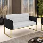 Sofá Namoradeira 2 Lugares Base Industrial Dourado Elisa Pret