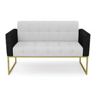 Sofá Namoradeira 2 Lugares Base Industrial Dourado Elisa Pret