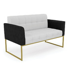 Sofá Namoradeira 2 Lugares Base Industrial Dourado Elisa Pret