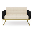 Sofá Namoradeira 2 Lugares Base Industrial Dourado Elisa Pret