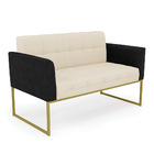 Sofá Namoradeira 2 Lugares Base Industrial Dourado Elisa Pret