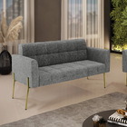 Sofá Namoradeira 2 Lugares Base Pé De Ferro Dourado Elisa Lin