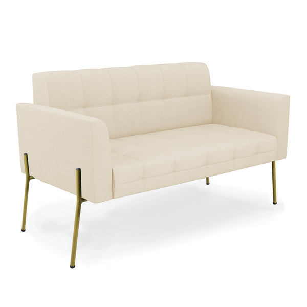 Sofá Namoradeira 2 Lugares Base Pé De Ferro Dourado Elisa Lin