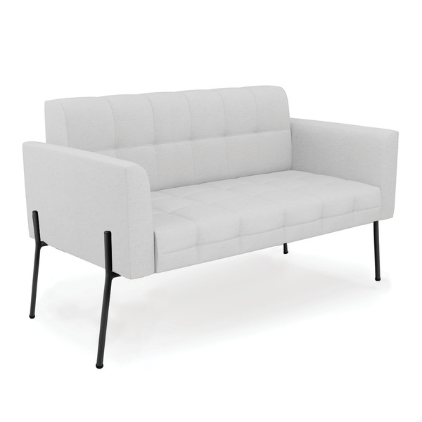 Sofá Namoradeira 2 Lugares Base Pé De Ferro Preto Elisa Linho