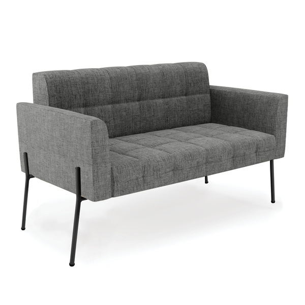 Sofá Namoradeira 2 Lugares Base Pé De Ferro Preto Elisa Linho