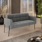 Sofá Namoradeira 2 Lugares Base Pé De Ferro Preto Elisa Linho