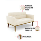 Sofá Namoradeira 2 Lugares De Madeira Castanho Elisa Veludo D