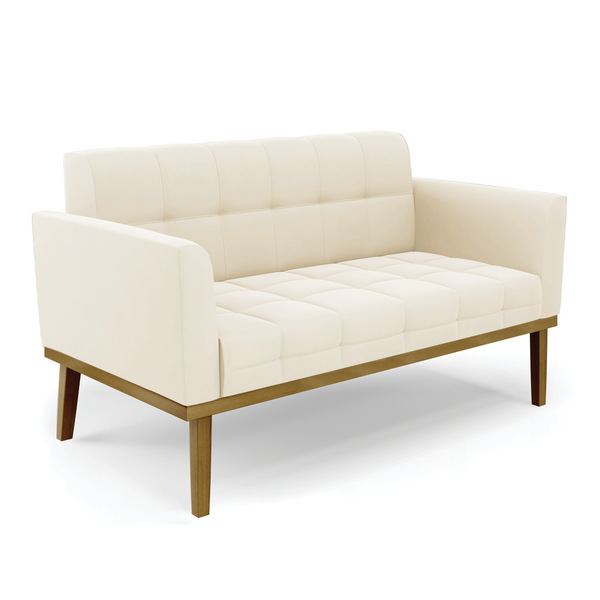 Sofá Namoradeira 2 Lugares De Madeira Castanho Elisa Veludo D