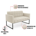 Sofá Namoradeira 2 Lugares Industrial Preto Elisa Bouclê Bege